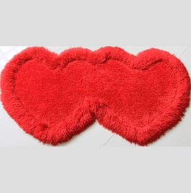 Double Heart Shape Hand Tufted 4-inch Thick Shag Area Rug (28-in x 55-in) - as Pic