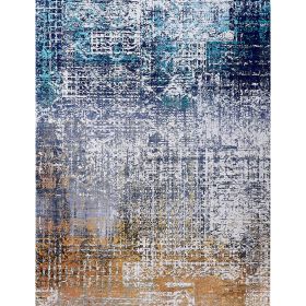 ZARA Collection Abstract Design Turquoise Gray Rust Machine Washable Super Soft Area Rug - as Pic