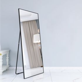 Wall-Mounted Alloy Frame Full Length Mirror, Black - as Pic