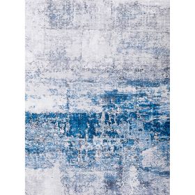 ZARA Collection Abstract Design Gray Turquoise Machine Washable Super Soft Area Rug - as Pic