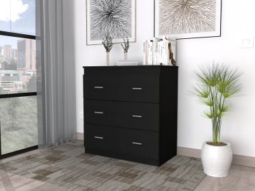 Georgia Three Drawer Dresser, Metal Handles, Superior Top -Black - as Pic