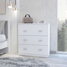 Classic Three Drawer Dresser; Superior Top; Handles -White - as Pic