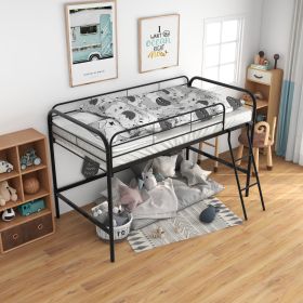 Metal Twin Loft Bed , Twin Size High Loft Bed Black - as Pic