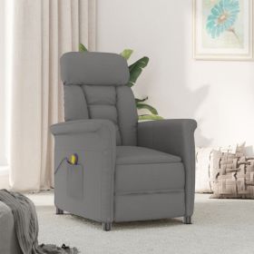 Massage Recliner Dark Gray Faux Suede Leather - Gray