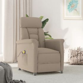 Massage Recliner Taupe Faux Suede Leather - Taupe