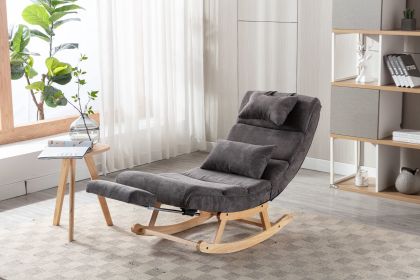 COOLMORE living room Comfortable rocking chair with Footrest/Headrest living room chair Beige - Dark Gray