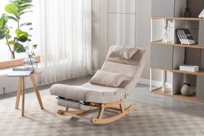 COOLMORE living room Comfortable rocking chair with Footrest/Headrest living room chair Beige - Beige