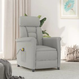 Massage Recliner Light Gray Faux Suede Leather - Gray