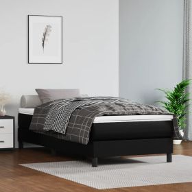 Box Spring Bed Frame Black 39.4"x74.8" Twin Faux Leather - Black
