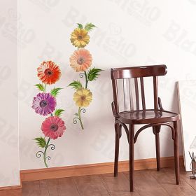 Colorful Flowers - Large Wall Decals Stickers Appliques Home Decor - HEMU-XS-047