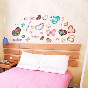 Colorful Hearts - Large Wall Decals Stickers Appliques Home Decor - HEMU-HL-5822