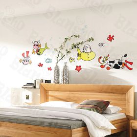 Cows Under The Sea - Large Wall Decals Stickers Appliques Home Decor - HEMU-HL-5870