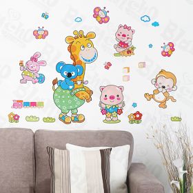 Animal Friends-1 - Wall Decals Stickers Appliques Home Decor - HEMU-HL-1244