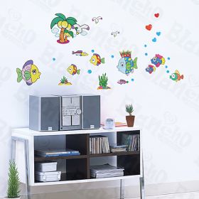Cartoon Fish-1 - Wall Decals Stickers Appliques Home Decor - HEMU-HL-1232
