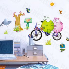 Bicycling 2 - Large Wall Decals Stickers Appliques Home Decor - HEMU-HL-5845