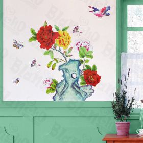 Flowers Pot - Large Wall Decals Stickers Appliques Home Decor - HEMU-HL-5615