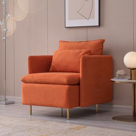 Modern fabric accent armchair;  upholstered single sofa chair;   Orange Cotton Linen-30.7'' - Orange - 1