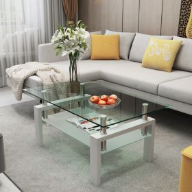 White Coffee Table, Clear Coffee Table,Modern Side Center Tables for Living Room, Living Room Furniture - White