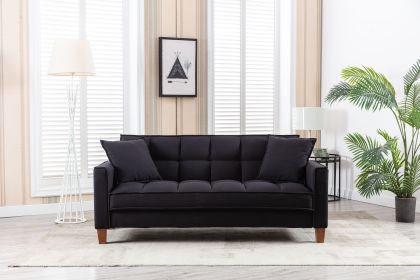 Hot Selling Solid Color Easy Assemble Loveseat 2 Seater Furniture Breathable Linen Sofa Chair - Black