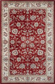 Stylish Classic Pattern Design Traditional Floral Filigree Bordered Area Rug - Red|Ivory - 3' X 5'