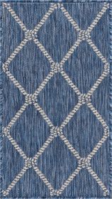 Home Decor Indoor/Outdoor Accent Rug Natural Stylish Classic Pattern Design - Navy|White - 1'10" X 3'0"