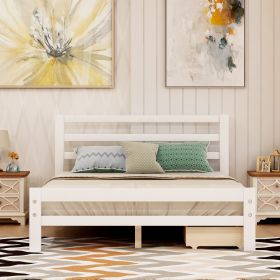 Wood platform bed with two drawers, full - White