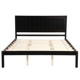 Platform Bed Frame with Headboard ; Wood Slat Support ; No Box Spring Needed ; Queen; Espresso - Espresso