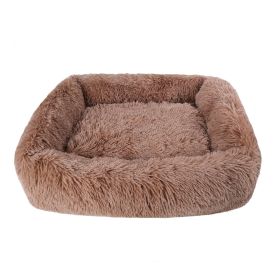 Soft Plush Orthopedic Pet Bed Slepping Mat Cushion for Small Large Dog Cat - Brown - M ( 26 x 22 x 7 in )