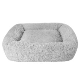 Soft Plush Orthopedic Pet Bed Slepping Mat Cushion for Small Large Dog Cat - Gray - L ( 31 x 28 x 7 in )