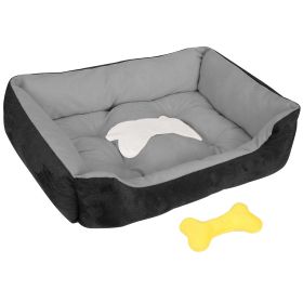 Pet Dog Bed Soft Warm Fleece Puppy Cat Bed Dog Cozy Nest Sofa Bed Cushion Mat L Size - L - Black