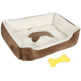 Pet Dog Bed Soft Warm Fleece Puppy Cat Bed Dog Cozy Nest Sofa Bed Cushion Mat XL Size - XL - Brown