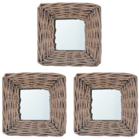 Mirrors 3 pcs 5.9"x5.9" Wicker - Brown