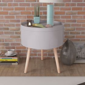 Side Table with Serving Tray Round 15.6"x17.5" Gray - Grey
