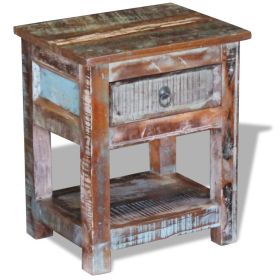 Side Table with 1 Drawer Solid Reclaimed Wood 17"x13"x20" - Brown