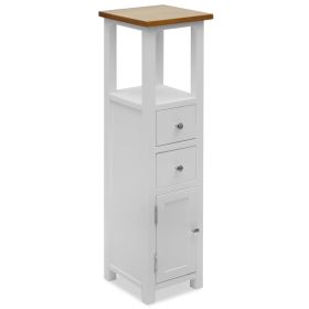 Tall Chest of Drawers 10.2"x10.2"x37" Solid Oak Wood - White