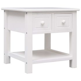 Side Table White 15.7"x15.7"x15.7" Paulownia Wood - White