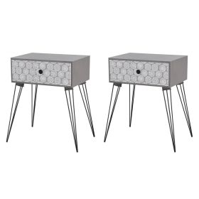 Nightstands with Drawer 2 pcs Gray - Grey