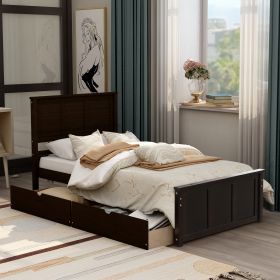 Platform Storage Bed; 2 drawers with wheels; Twin Size Frame; Espresso (New) RT - WF194472AAP