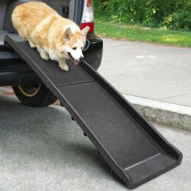 Portable Foldable Pet Ramp Climbing Ladder Suitable for Off-road Vehicle Trucks - Black XH - black