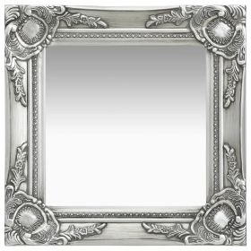 Wall Mirror Baroque Style 15.7"x15.7"Silver - Silver