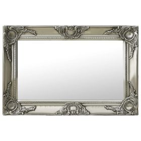 Wall Mirror Baroque Style 23.6"x15.7" Silver - Silver