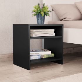 Bedside Cabinet Black 15.7"x11.8"x15.7" Engineered Wood - Black