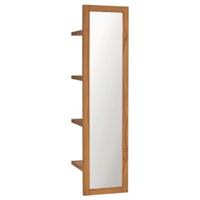 Wall Mirror with Shelves 11.8"x11.8"x47.2" Solid Teak Wood - Brown