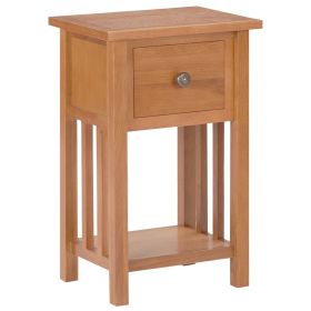 Magazine Table with Drawer 13.8"x10.6"x21.7" Solid Oak Wood - Brown