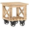 Side Table with Wheels 15.7"x15.7"x16.5" Rough Mango Wood - Brown