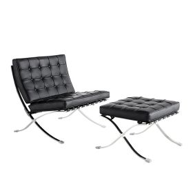 TENGYE furniture Barcelona chair with ottoman - Black