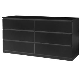 FCH 6 Drawer Double Dresser for Bedroom, Wide Storage Cabinet for Living Room Home Entryway, Black - as picture
