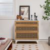 3-Drawer Rattan Dresser Chest with Anti-toppling Device - Brown
