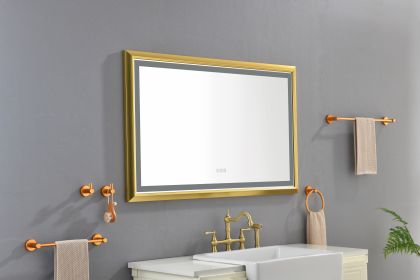 48 in. W x30 in. H Oversized Rectangular Framed LED Mirror Anti-Fog Dimmable Wall Mount Bathroom Vanity Mirror - as Pic