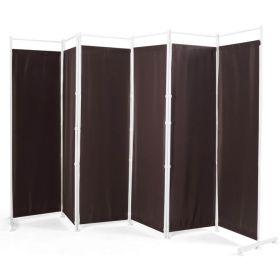 6 Feet 6-Panel Room Divider with Steel Support Base - brown
